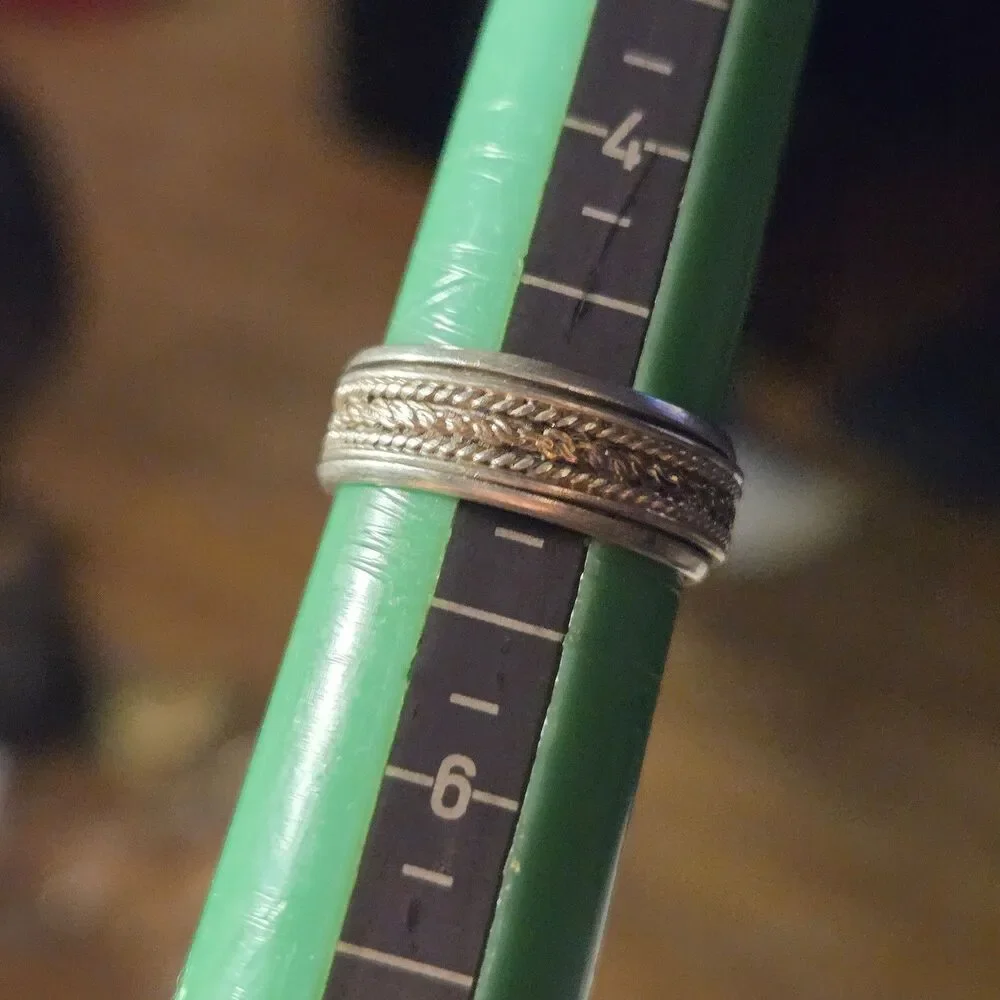Fidget Thick Band vintage sterling silver ring sz 5